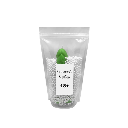 На фото изображено зеленое мыло-член с присоской Чистый Кайф Green size L унисекс на белом фоне.