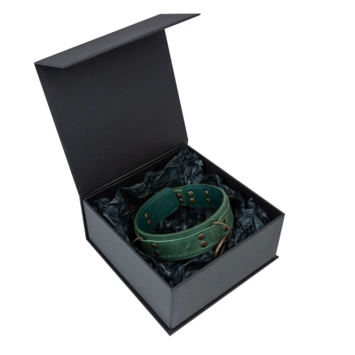 LOVECRAFT — Ошейник зеленый из натуральной кожи размер M