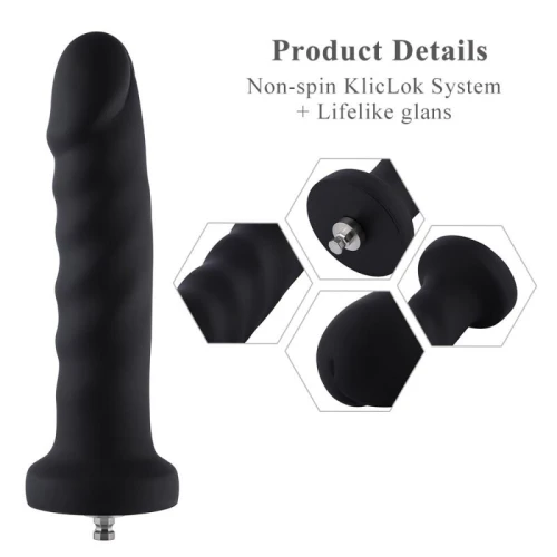 Hismith 7.1" Anal Dildo Black - Анально-вагинальный фаллос для секс машины