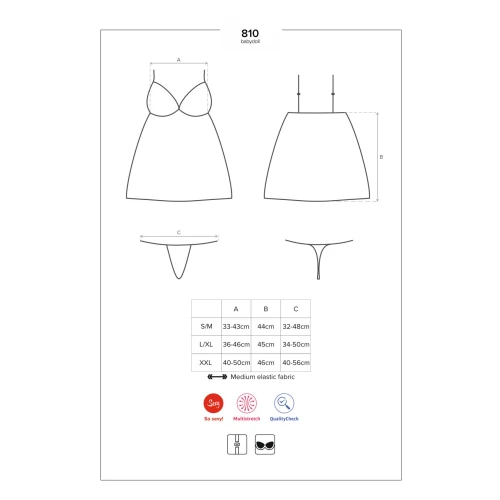 Obsessive 810-BAB-2 (S/M) - Еротичний пеньюар білого кольору