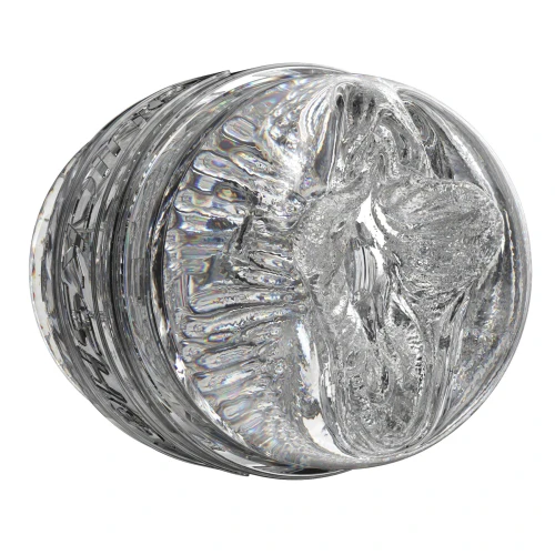 На фото зображено напівпрозорий мастурбатор для мінету Fleshlight Quickshot Mia Malkova для чоловіків на білому тлі.