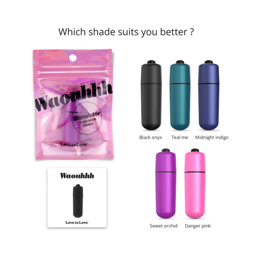 На фото изображена фиолетовая вибропуля на батарейках Love To Love WAOUHHH - SWEET ORCHID для женщин на белом фоне.