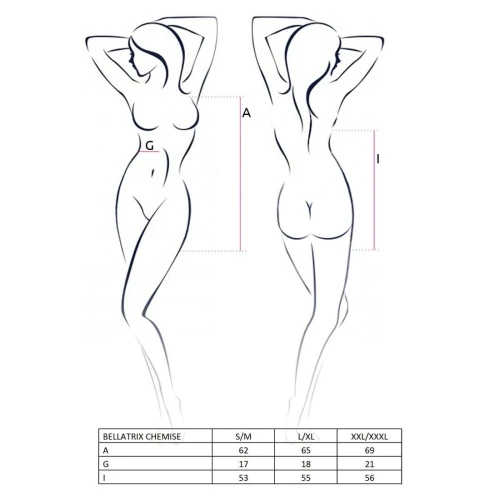 BELLATRIX CHEMISE black XXL/XXXL - Рубашка сукня виконана під латекс