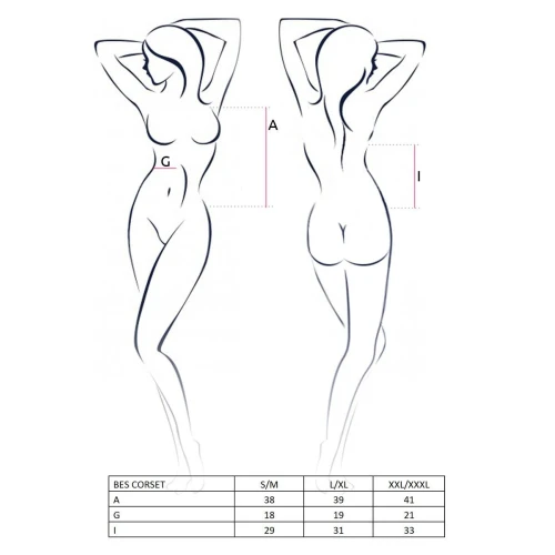 BES CORSET black XXL/XXXL - Эротический корсет под латекс с пажами 