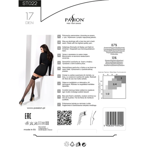 Passion ST022 1/2 nero - Женские чулки