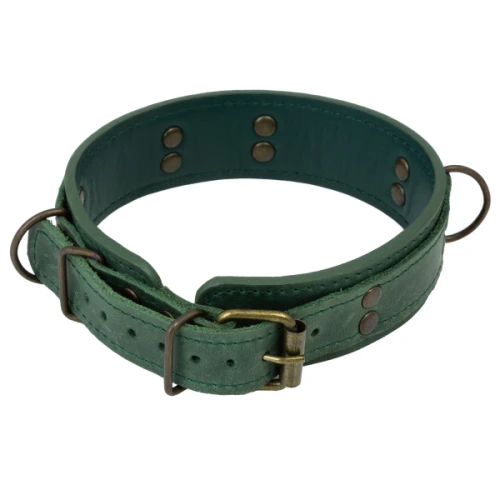 LOVECRAFT — Ошейник зеленый из натуральной кожи размер S