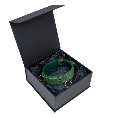 LOVECRAFT — Ошейник зеленый из натуральной кожи размер S