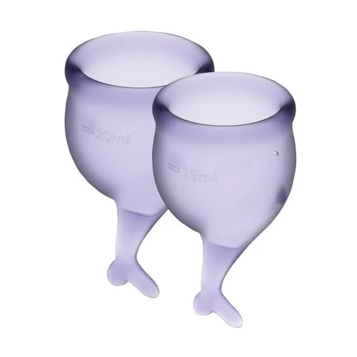 Satisfyer Feel Secure (lila) - Набор менструальных чаш с длинным удобным хвостиком