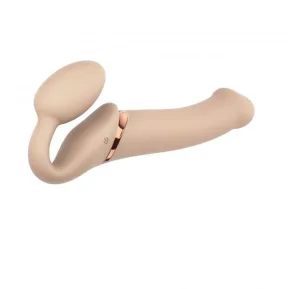Strap-On-Me Vibrating Flesh L - Подвійний страпон з трьома моторами і пультом управління