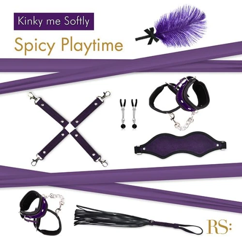 На фото изображен фиолетовый набор БДСМ RIANNE S - Kinky Me Softly Purple  унисекс на светлом фоне