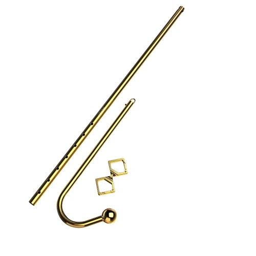 На фото зображений золотий анальний гачок LOCKINK Golden Adjustable Anal Hook Set унісекс на світлому фоні