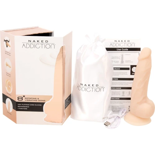 Фаллоимитатор с ротацией Naked ADDICTION James 8″ Rotating & Vibrating Dong (мятая упаковка!!!)