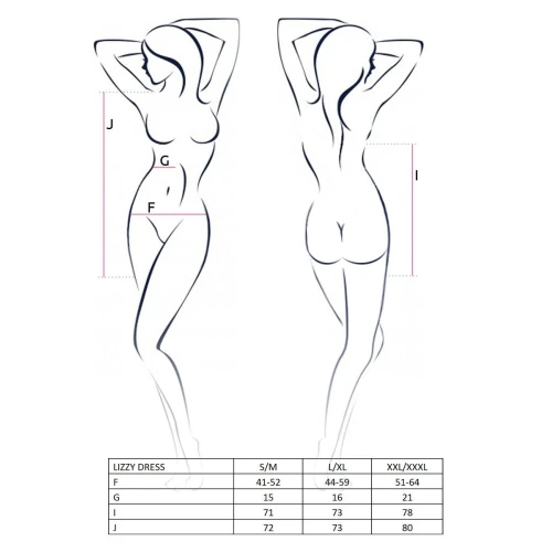 LIZZY DRESS black S/M - Платье под латекс с глубоким декольте 