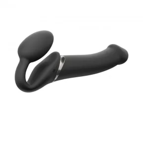 Strap-On-Me Vibrating Black L - Подвійний страпон з трьома моторами і пультом управління