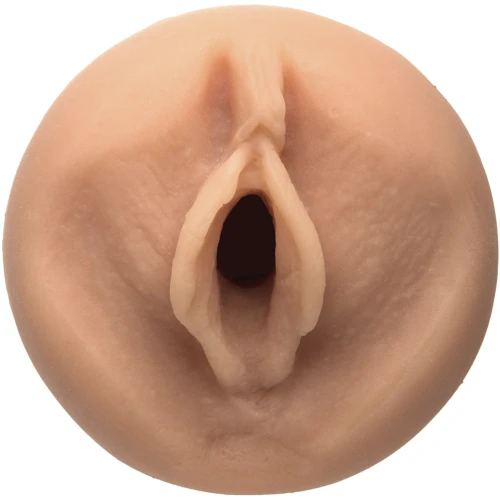 На фото изображен бежево-черный мастурбатор-вагина Саша Грей Doc Johnson Main Squeeze Sasha Grey для мужчин на белом фоне