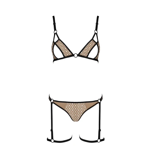 Passion GABI SET beige S/M - Чарівний жіночий комплект