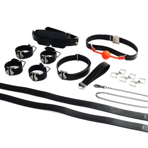 На фото изображен черный БДСМ-набор LOCKINK Moonlight Treasure Chest - Black Set унисекс на светлом фоне