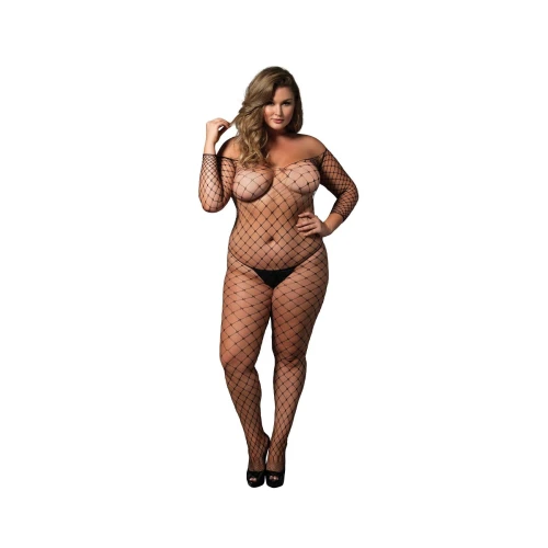 Бодистокинг Leg Avenue Off the shoulder bodystocking Black Queen Size