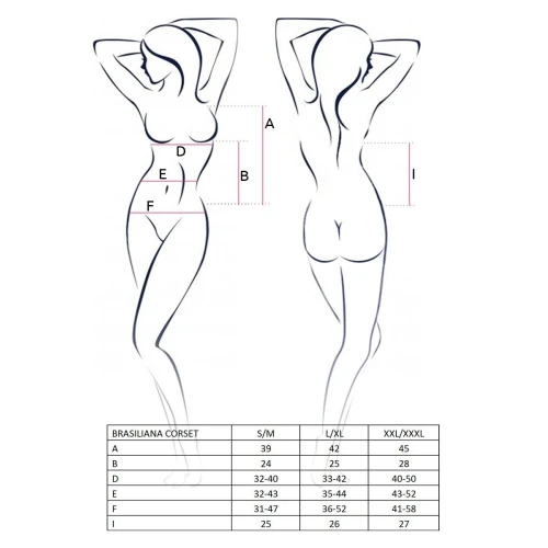 BRASILIANA CORSET black L/XL - Сексуальный корсет с пажами 