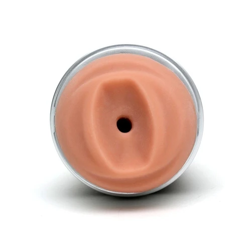 На фото изображен бежевый мастурбатор с инновационным клапаном  для регулировки внутреннего давления Satisfyer Men Classic (Silver)  для мужчин на светлом фоне