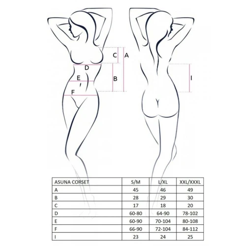 ASUNA CORSET black XXL/XXXL - Эротический корсет с кожаными вставками