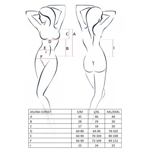 ASUNA CORSET black XXL/XXXL - Эротический корсет с кожаными вставками