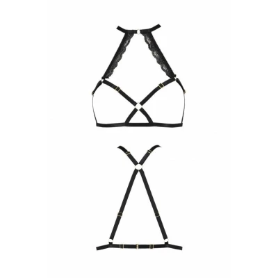 Портупея из стреп с кружевом LORRY BRA black XXL/XXXL - Passion Exclusive