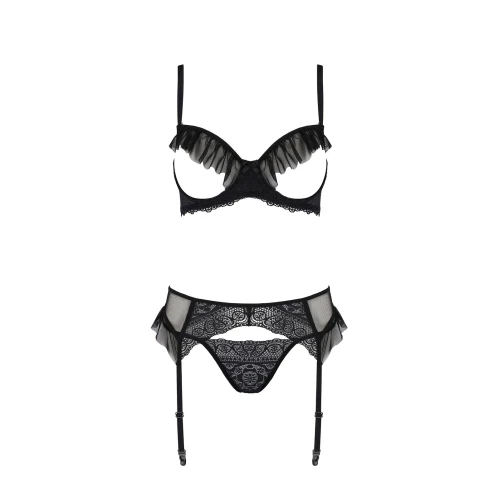 Комплект Passion KERRIA SET WITH OPEN BRA black XXL/XXXL - ECO Passion