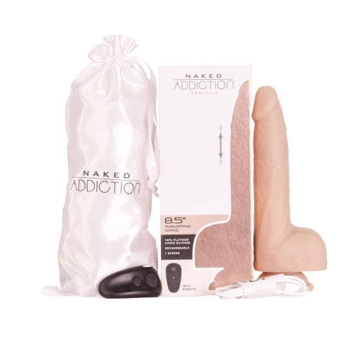 На фото фалоимитатор с пульсацией Addiction Naked Addiction 8.5” Thruster - Vanilla