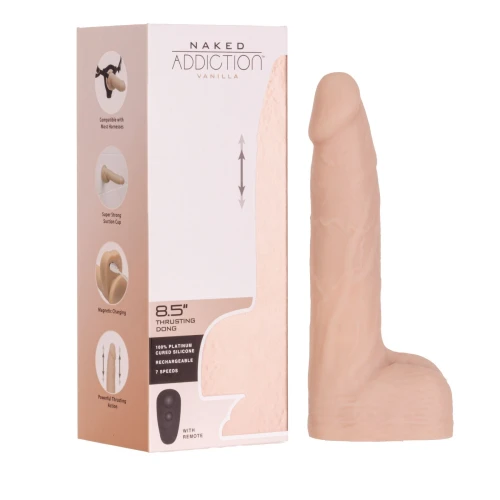 На фото фалоимитатор с пульсацией Addiction Naked Addiction 8.5” Thruster - Vanilla