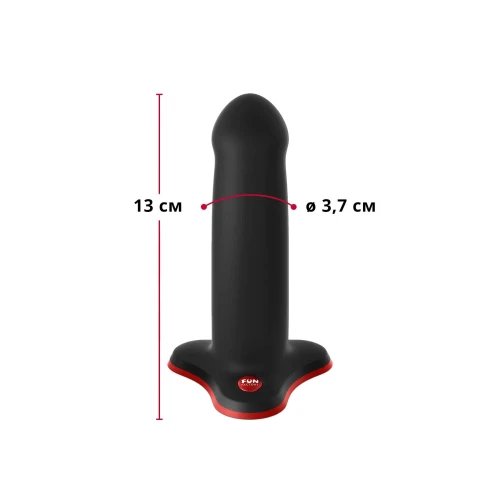 На фото фалоімітатор Fun Factory AMOR Black, довжина 14,6 см, діаметр 3,7 см, вигнутий