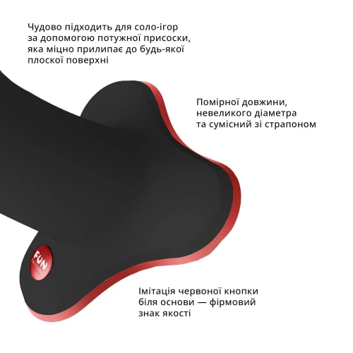 На фото фалоімітатор Fun Factory AMOR Black, довжина 14,6 см, діаметр 3,7 см, вигнутий