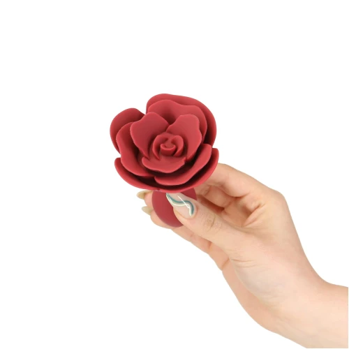 На фото силіконова анальна пробка Lux Active с розой - Red Rose Silicone Anal Plug