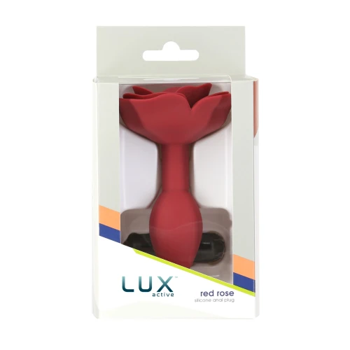 На фото силіконова анальна пробка Lux Active с розой - Red Rose Silicone Anal Plug