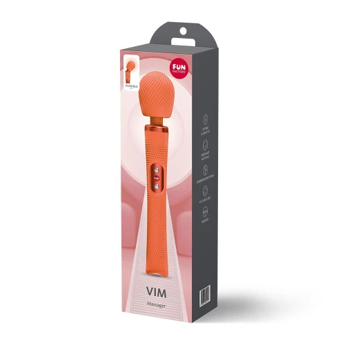 На фото вибромассажер Fun Factory VIM Vibrating Wand Orange, супермощный и легкий, до 6 часов работы