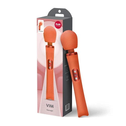 На фото вибромассажер Fun Factory VIM Vibrating Wand Orange, супермощный и легкий, до 6 часов работы