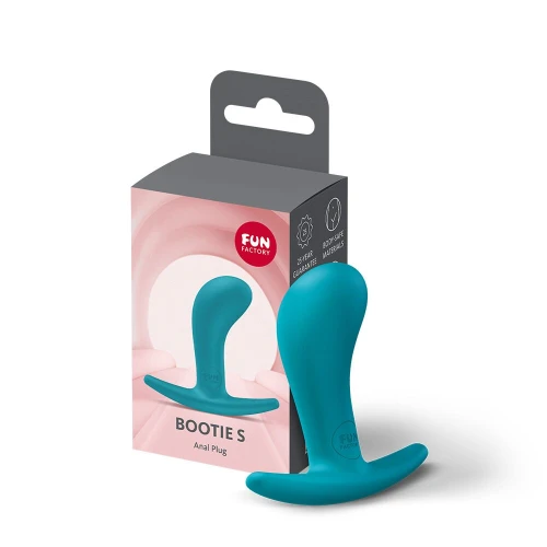 На фото анальная пробка Fun Factory BOOTIE S Aquamarine, диаметр 2,8 см, тонкий ограничитель