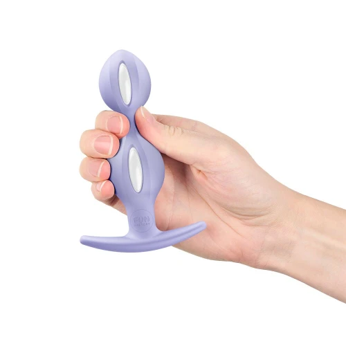 На фото анальные шарики Fun Factory B BALLS DUO Purple, эффект вибрации, диаметр 3,2 и 3,6 см