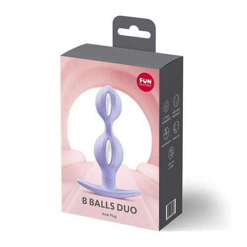 На фото анальные шарики Fun Factory B BALLS DUO Purple, эффект вибрации, диаметр 3,2 и 3,6 см