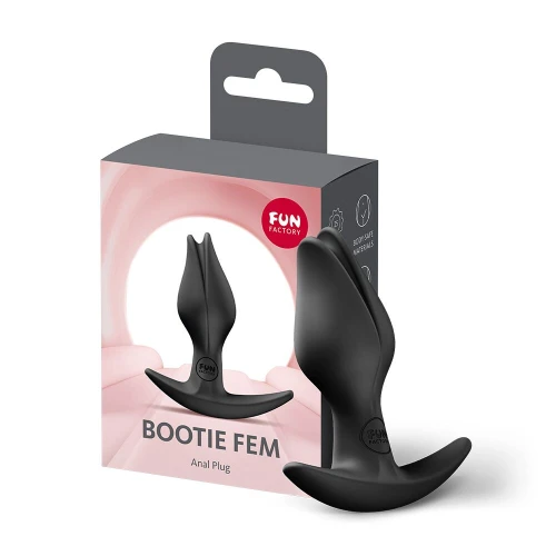 На фото анальная пробка Fun Factory BOOTIE FEM Black, в виде бутона, диаметр 2,9 см, тонкий ограничитель