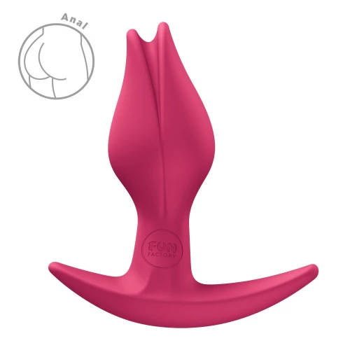На фото анальна пробка Fun Factory BOOTIE FEM Raspberry, у вигляді бутона, діаметр 2,9 см, тонкий обмежувач