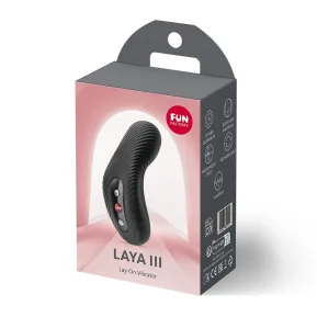 На фото накладний вібратор Fun Factory LAYA III Black, ефект постукування пальцем
