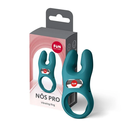 На фото эрекционное виброкольцо с двойной стимуляцией клитора Fun Factory PRO PRO Bottle Green, 2 мотора