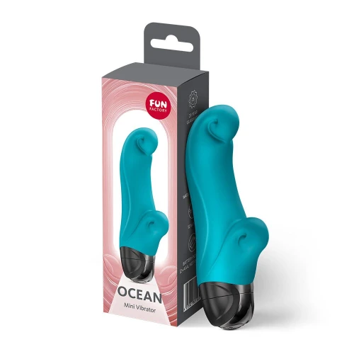 На фото вібратор-кролик Fun Factory OCEAN Aquamarine, для клітора та точки G, 6 режимів, на батарейках