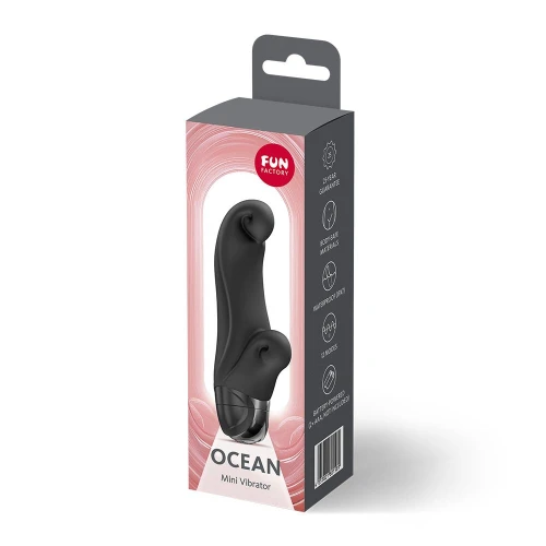 На фото вібратор-кролик Fun Factory OCEAN Black, для клітора та точки G, 6 режимів, на батарейках