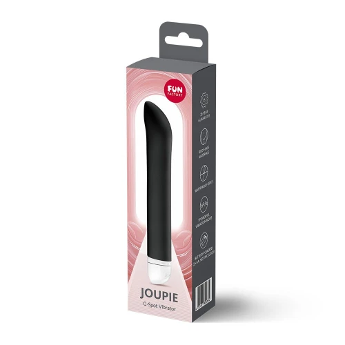 На фото вібратор для точки G Fun Factory JOUPIE Black, діаметр 2,5 см, на батарейках