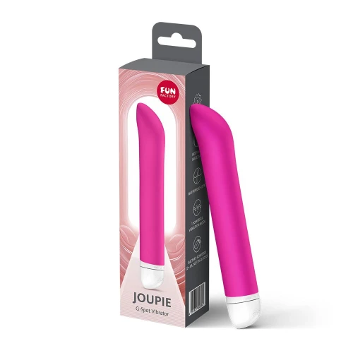 На фото вібратор для точки G Fun Factory JOUPIE Magenta, діаметр 2,5 см, на батарейках