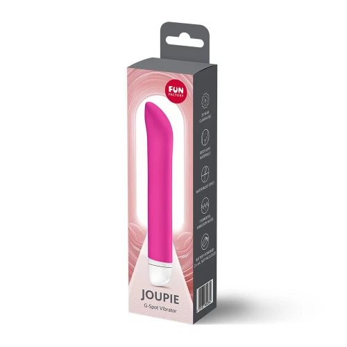 На фото вібратор для точки G Fun Factory JOUPIE Magenta, діаметр 2,5 см, на батарейках