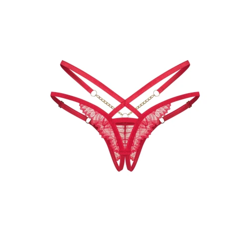 На фото червоні трусики Obsessive Matildea crotchless thong 2XL/3XL 