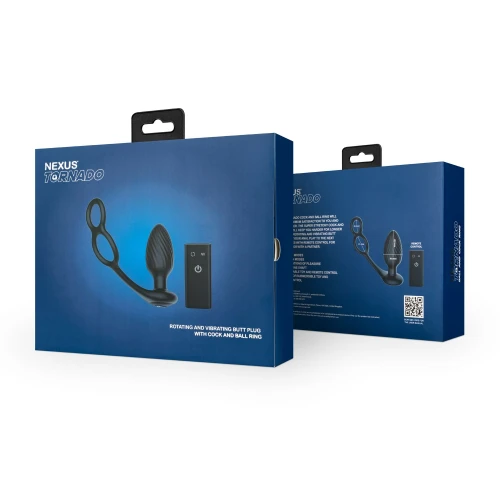 На фото анальна вібропробка Nexus Tornado Cock and Ball Ring обертання+вібрація, ерекційне кільце, пульт 